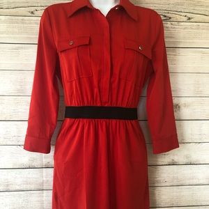 New York & Co red shirt dress with pockets XS